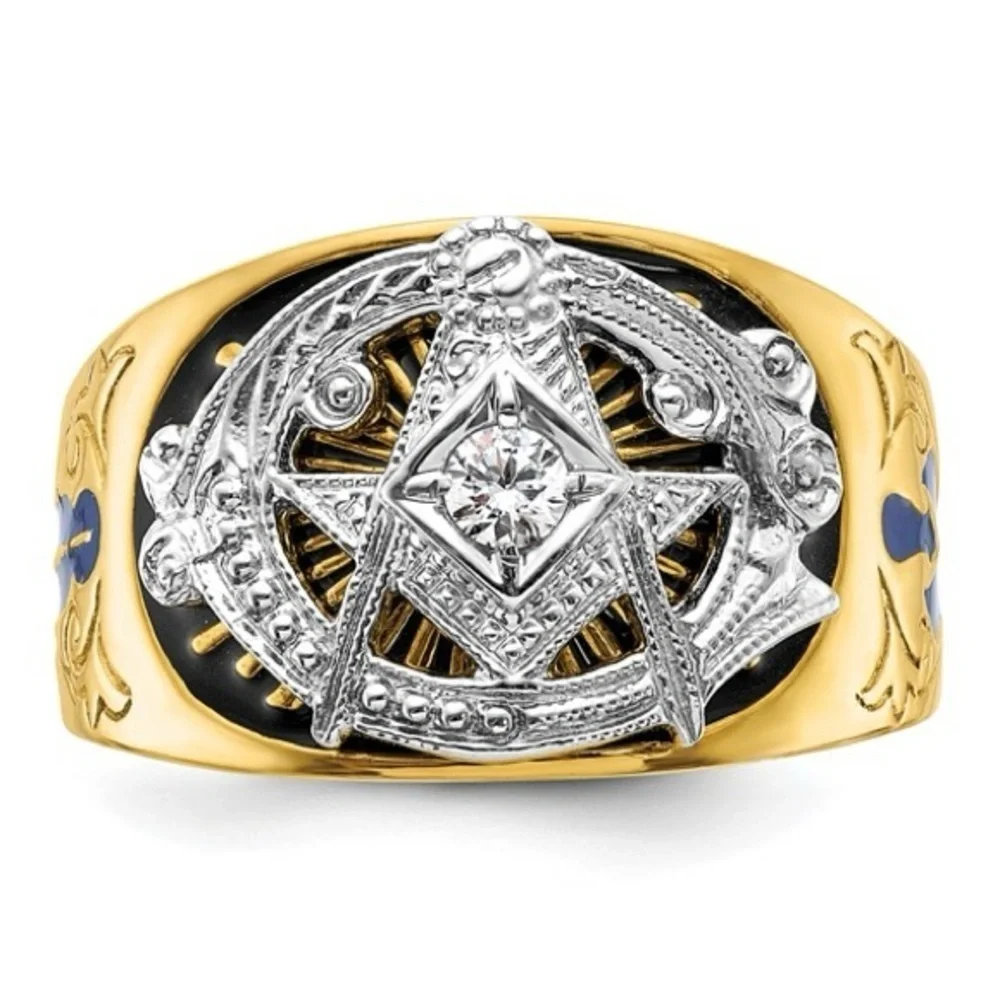 New 10k Gold Men's Diamond Blue Lodge Masonic Ring: A Symbol of Brotherhood